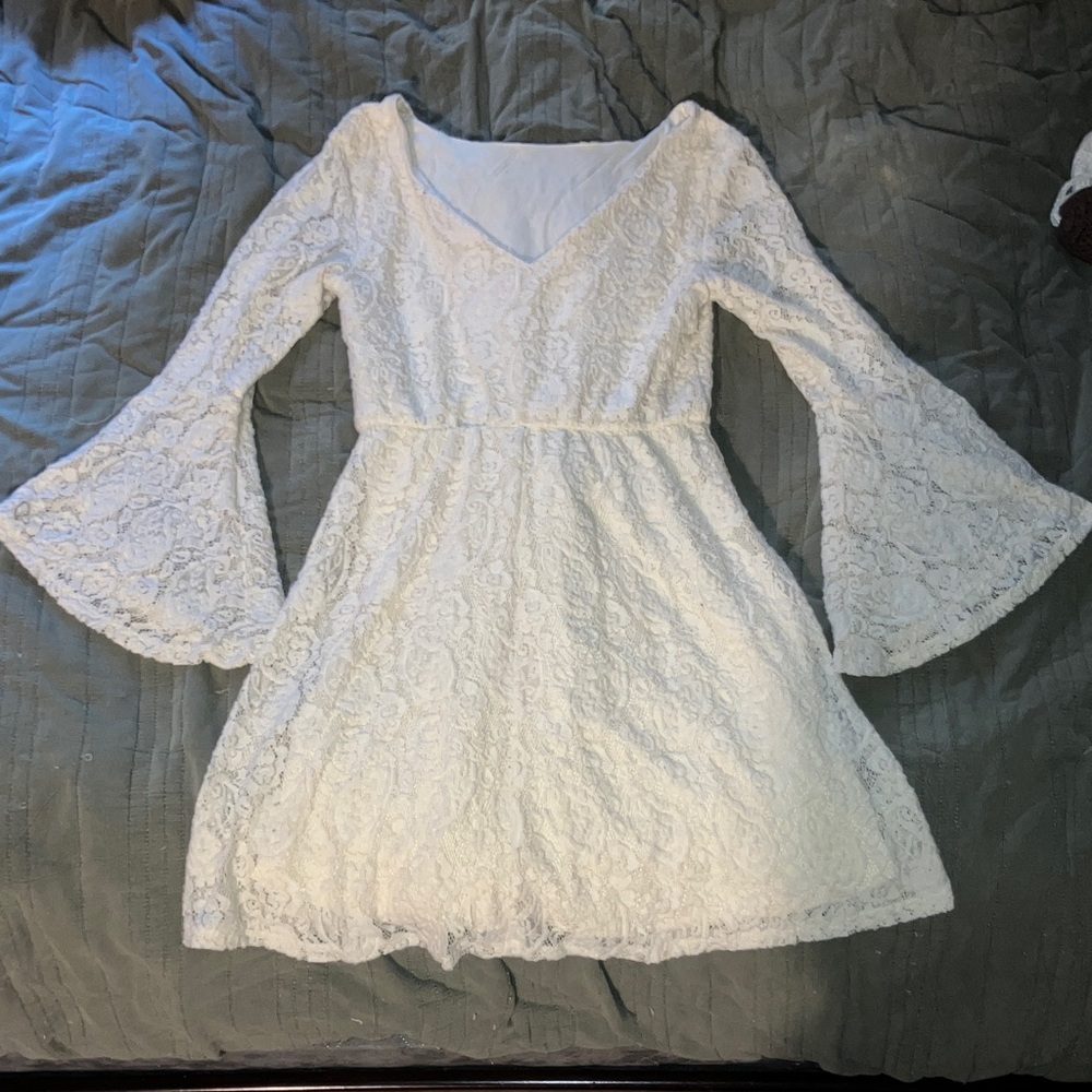 Rewind Cream Lace Long Sleeve Dress